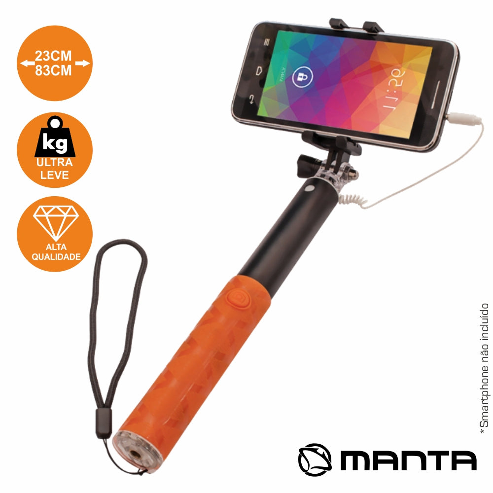 Vara Telescópica Monopod P/ Selfies C/ Ficha Jack 3.5Mm Mant - Tauu.pt