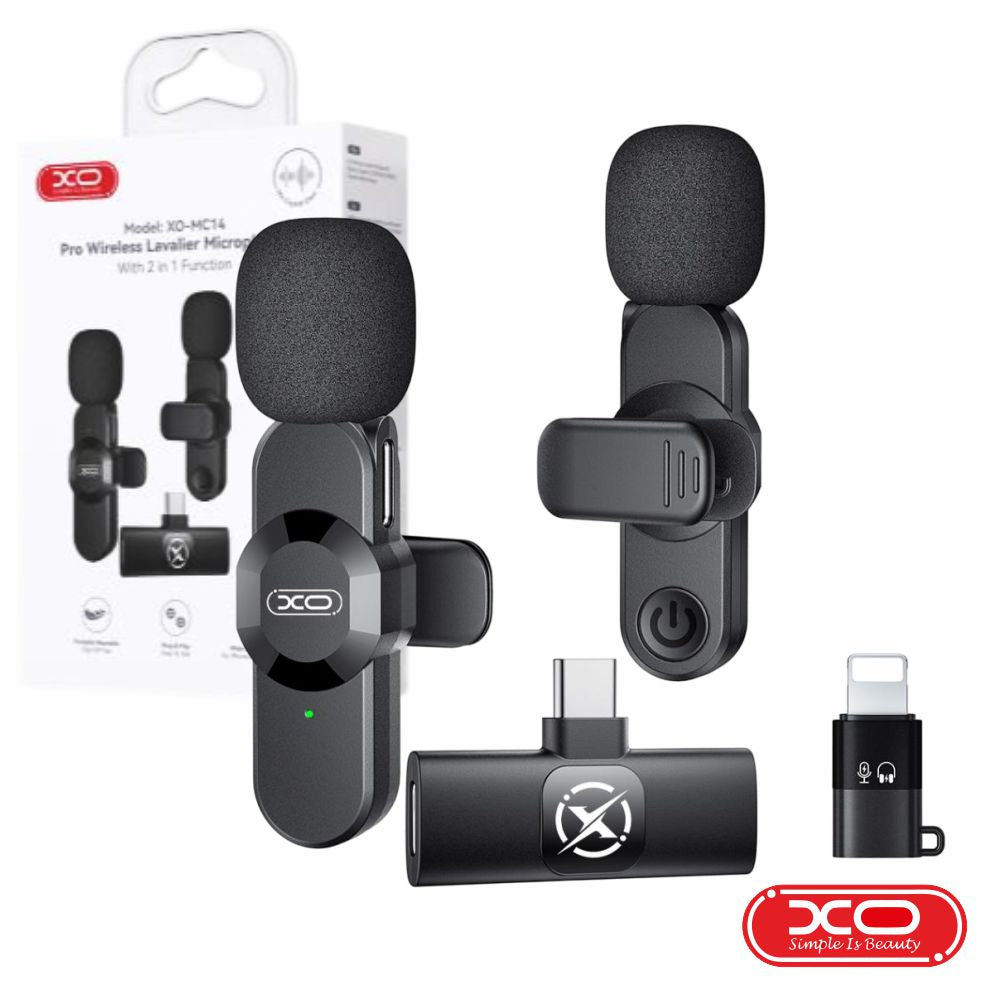 Conjunto 2X Microfones Lapela Sem Fios Com Receptor Usb-C Xo - Tauu.pt