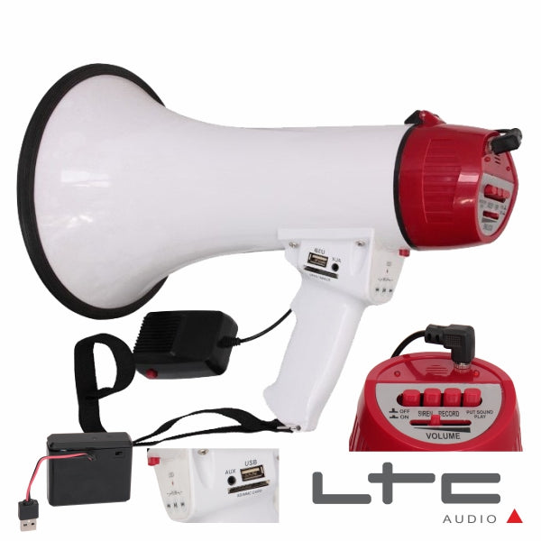 Megafone 35W Bat Recarregável Rec Mic 9V Embutido Usb Ltc - Tauu.pt