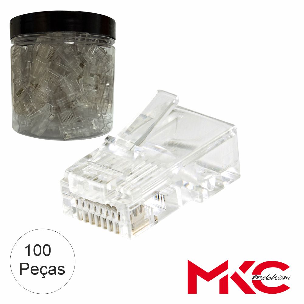 Ficha Rj45 Modular 8P8C Cat6 Passantes Utp 100X Mkc - Tauu.pt