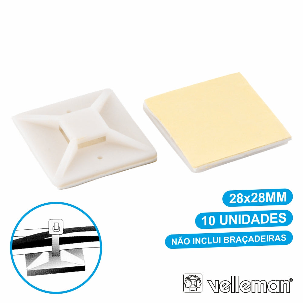 Fixador Adesivo P/ Braçadeiras 10X Velleman - Tauu.pt