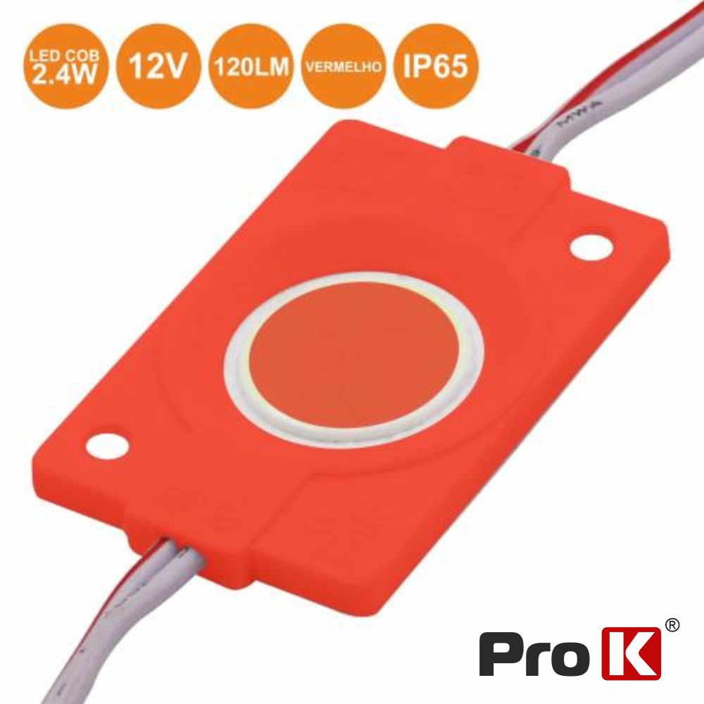 Módulo C/ 1 Led Cob 2,4W Vermelho 120Lm 12V Ip65 Prok - Tauu,pt
