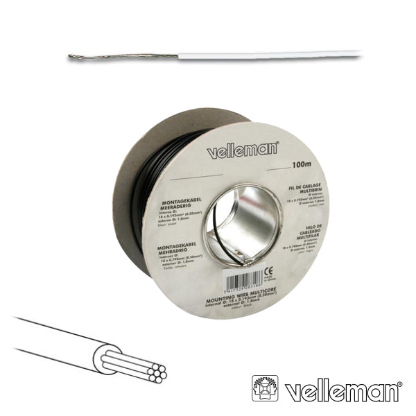 Cabo Multifilar Branco 0.20Mm Rolo 100M Velleman - Tauu.pt