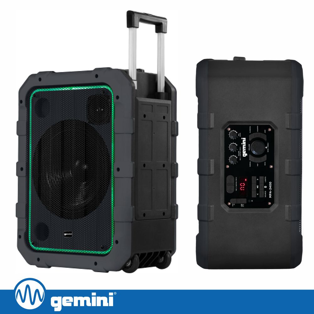 Coluna Bluetooth Portátil 10" 240W Fm/Usb/Mic Ipx4 Gemini - Tauu.pt