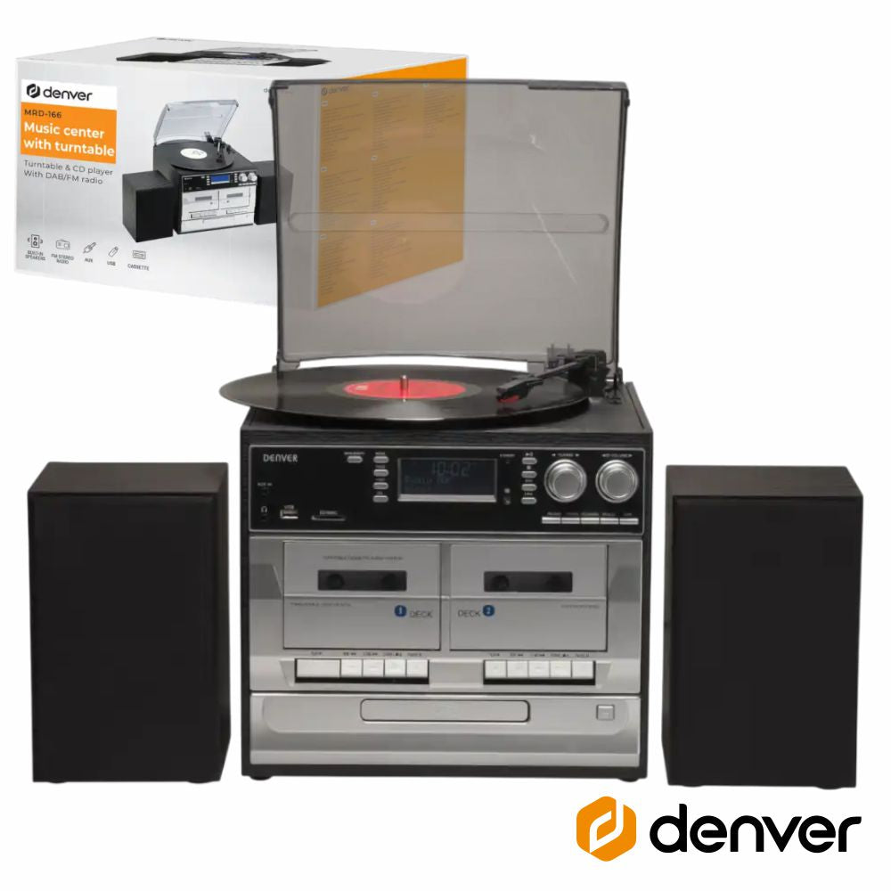 Gira-Discos 33/45/78Rpm Am/Fm/Cd/Cassete/Sd 2X2W Denver - Tauu.pt
