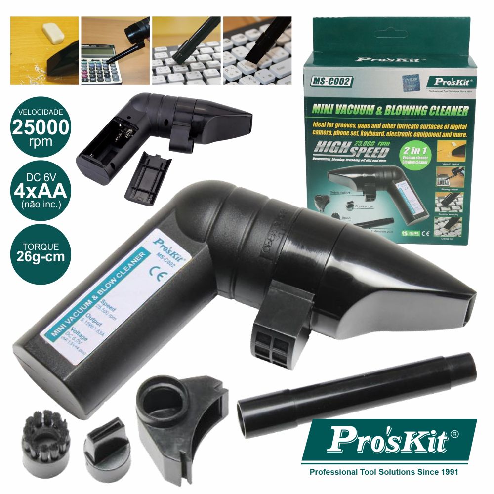 Mini Aspirador Portátil A Pilhas 6V 25000Rpm Proskit - Tauu.pt