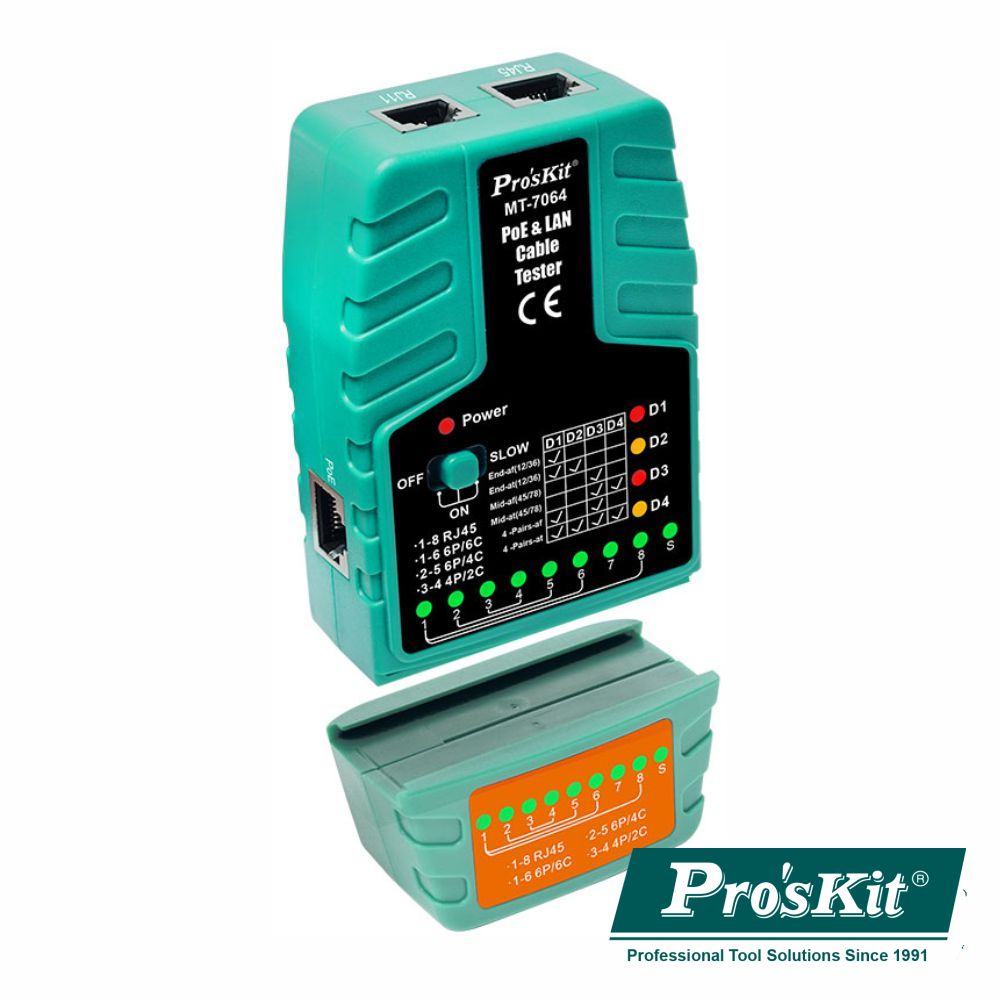 Testador De Cabos Rede Rj45/Rj11/Rj12/Poe/Poe+ Proskit - Tauu,pt