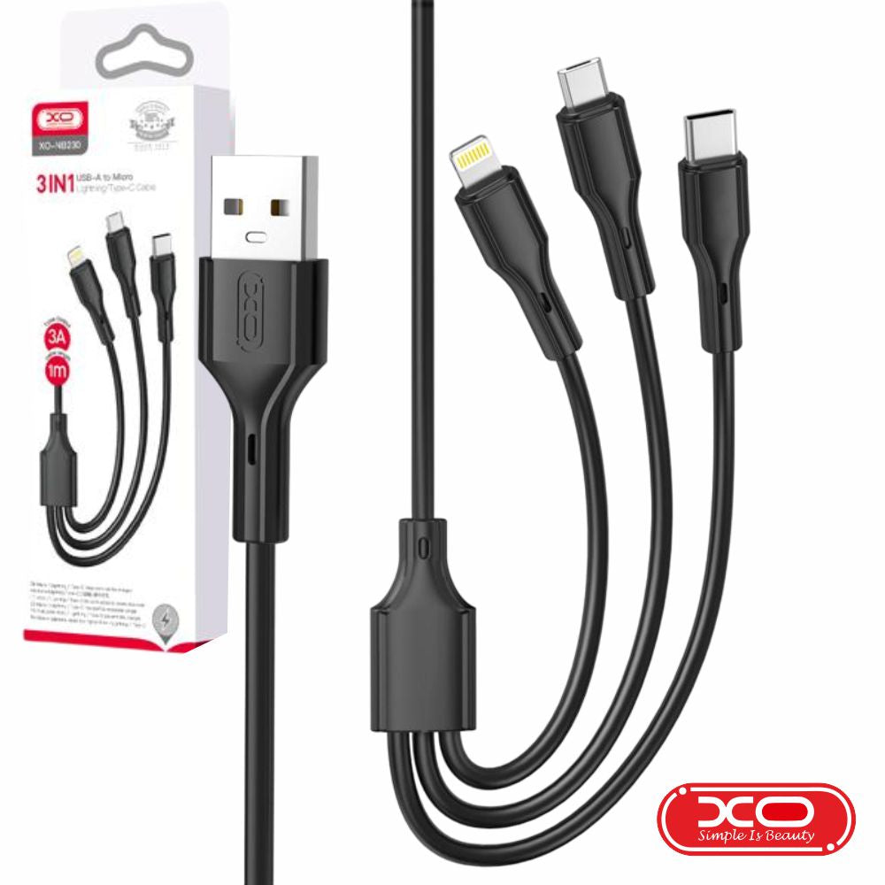 Cabo Usb-A Macho P/ Microusb/ Lightning/ Usb-C 100W 1M Xo - Tauu,pt