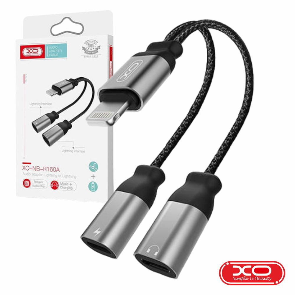 Cabo Adaptador Lightning Macho P/ 2X Lightning Fêmea Xo - Tauu.pt