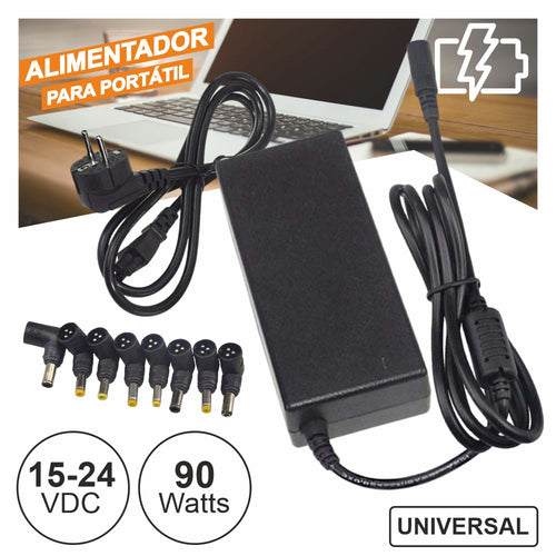 Alimentador Universal P/ Portátil 15-24V 90W 8 Fichas - Tauu.pt