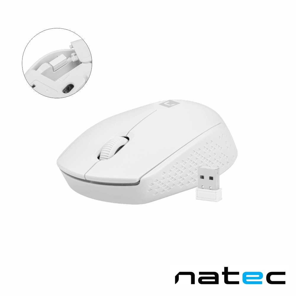 Rato Óptico S/ Fios 800-1600Dpi 2.4 Ghz Branco Natec - Tauu.pt