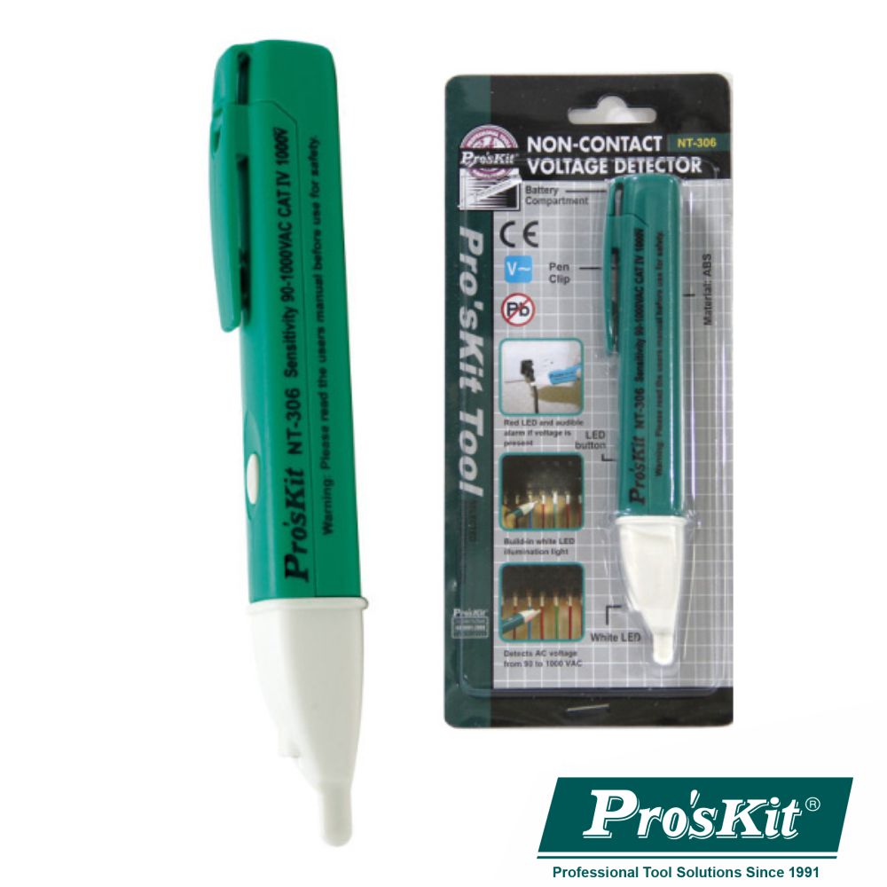Detetor Tensão S/ Contato C/ Lanterna Led Proskit - Tauu,pt