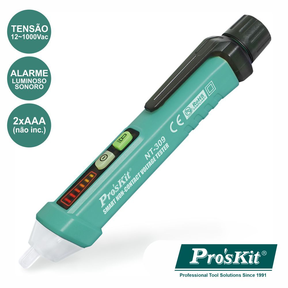 Detetor Tensão S/ Contato C/ Lanterna Led Proskit - Tauu,pt