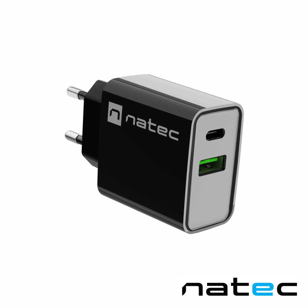Alimentador Ribera 1X Usb-A + 1X Usb-C 20W Preto - Tauu.pt