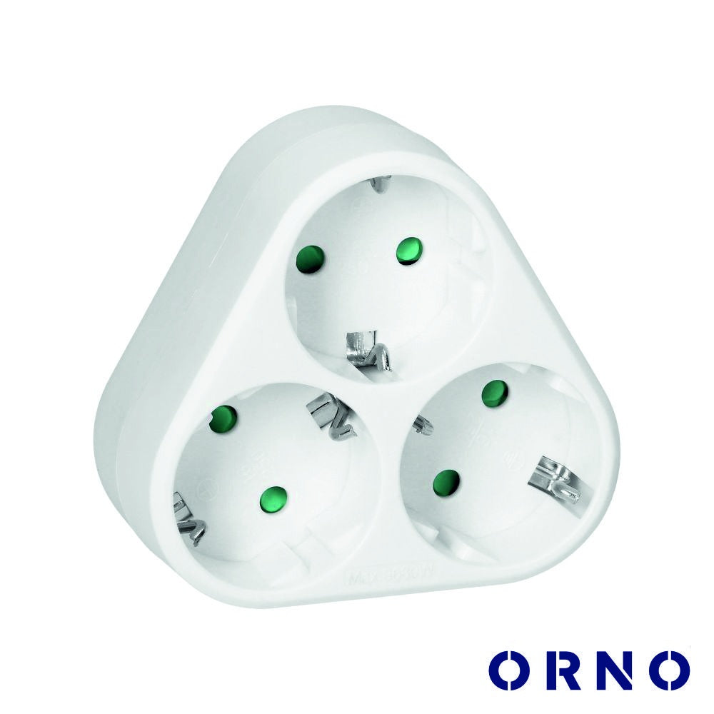 Ficha Elétrica Adaptadora 3X Schuko Orno - Tauu.pt