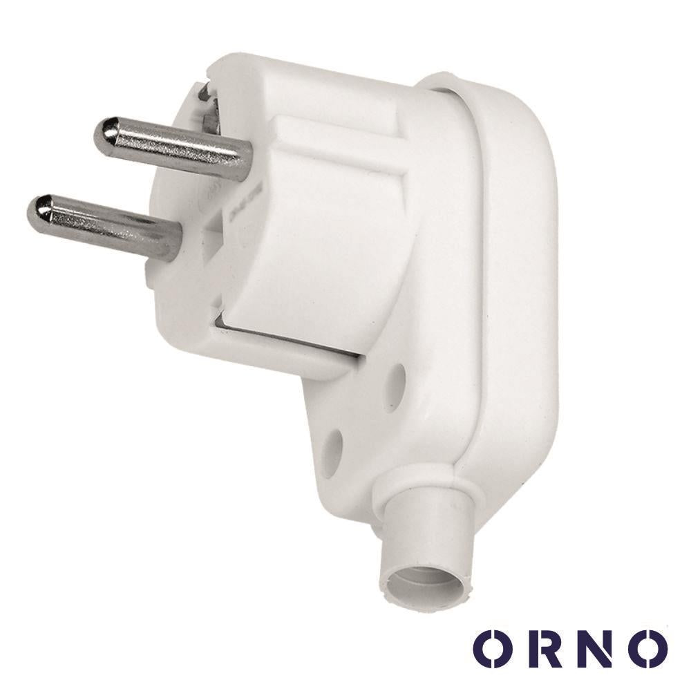 Ficha Schuko Ângular 90º Macho 16A Branca Orno - Tauu,pt