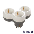 Ficha Elétrica Adaptadora 3X Schuko Branco Orno - Tauu.pt