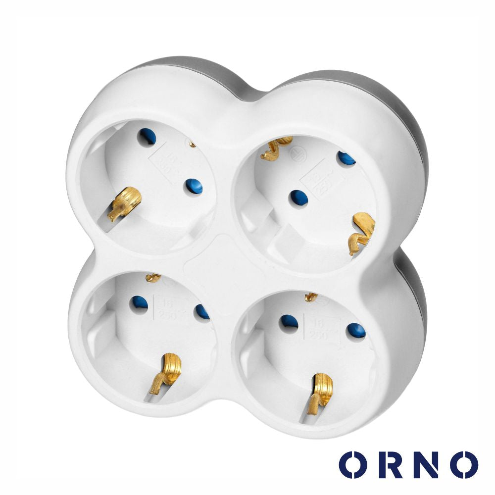 Ficha Elétrica Adaptadora 4X Schuko Branco Orno - Tauu,pt