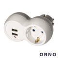 Ficha Elétrica Adaptadora 1X Schuko 2X Usb-A Orno - Tauu,pt