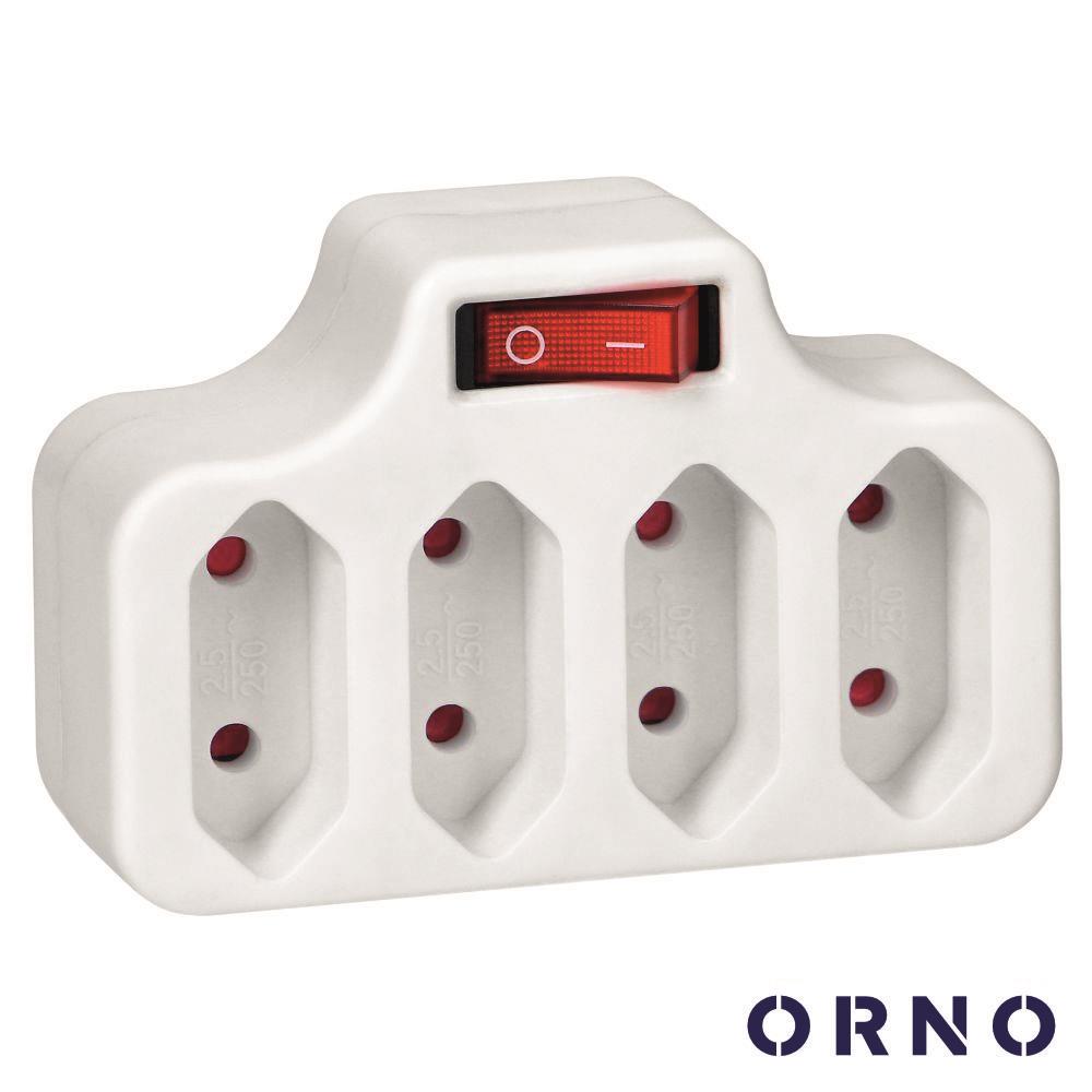 Ficha Elétrica Adaptadora 4X Ac Plana C/ Interruptor Orno - Tauu.pt