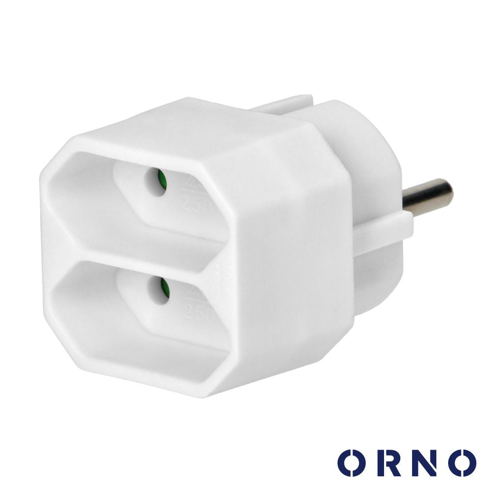 Ficha Elétrica Adaptadora 2X Ac Plana Orno - Tauu.pt