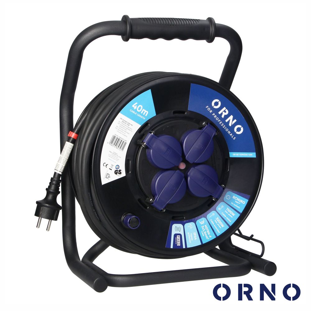 Extensão Elétrica C/ Enrolador 4X Schuko 3X2,5Mm 40M Orno - Tauu,pt