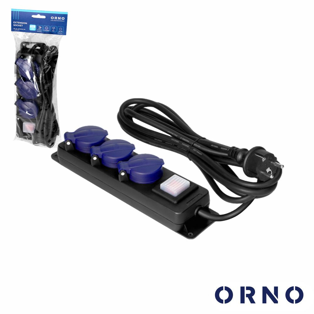 Extensão Elétrica 3X Schuko C/ Interruptor 3M Ip44 Orno - Tauu,pt