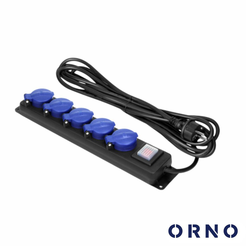 Extensão Elétrica 5X Schuko C/ Interruptor 2P+E 5M Ip44 Orno - Tauu.pt