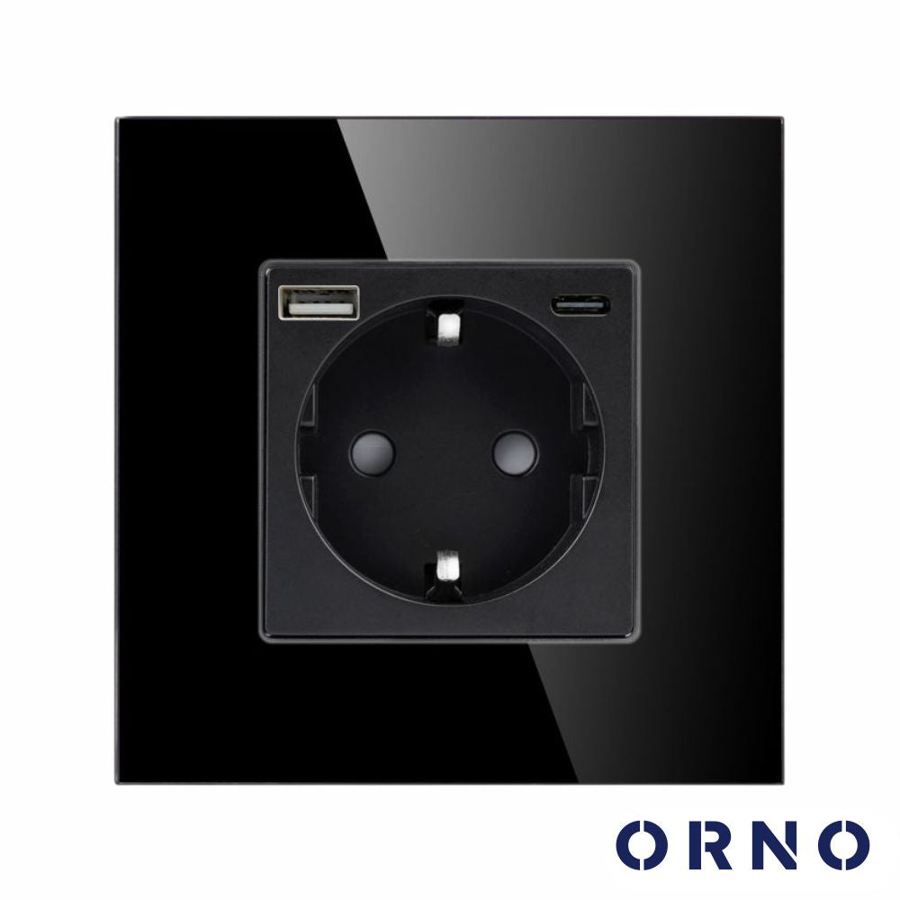 Tomada Elétrica Encastrar 1X Schuko 1X Usb-A 1X Usb-C Orno - Tauu,pt
