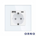 Tomada Elétrica Encastrar 1X Schuko 1X Usb-A 1X Usb-C Orno - Tauu.pt
