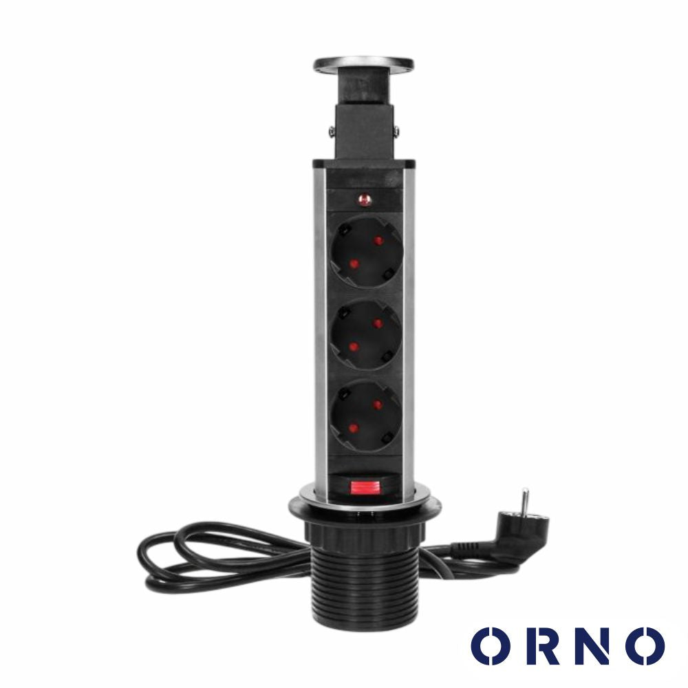 Tomada Elétrica Encastrar 3X Schuko Inox Orno - Tauu.pt