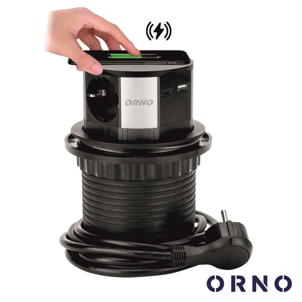 Tomada Elétrica Encastrar C/ Carregador Qi 1X Schuko Orno - Tauu.pt