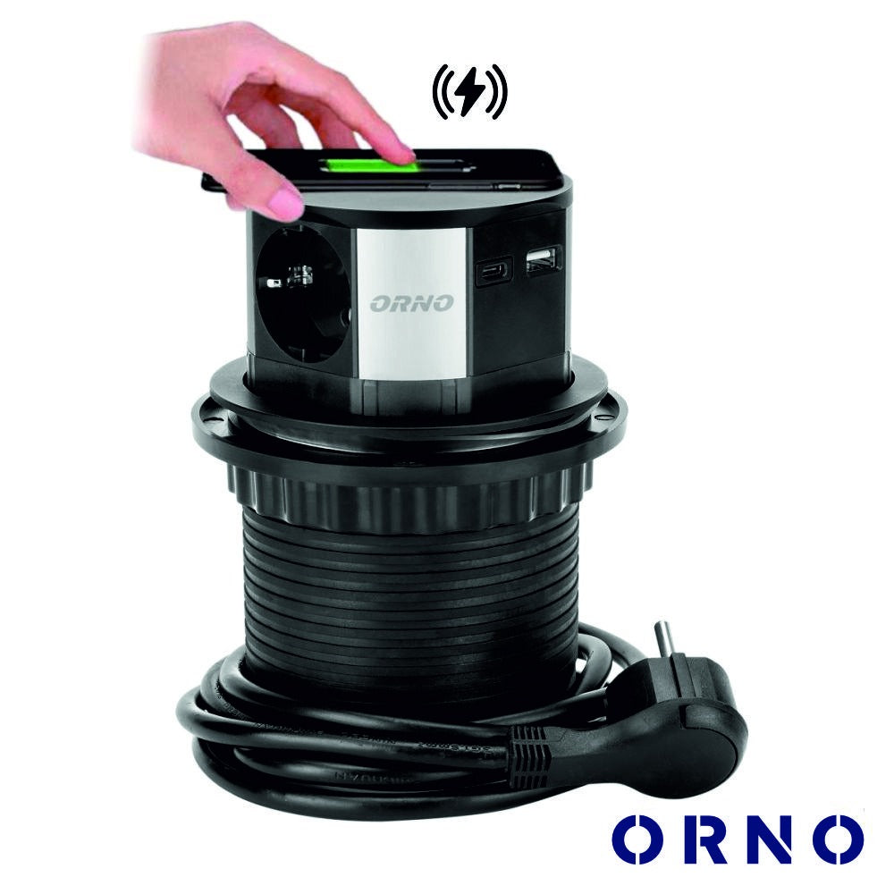 Tomada Elétrica Encastrar C/ Carregador Qi 1X Schuko Orno - Tauu.pt