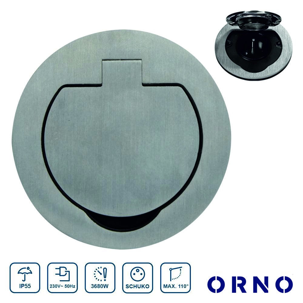 Tomada Elétrica Encastrar 1X Schuko Cinzenta Ø95Mm Orno - Tauu.pt