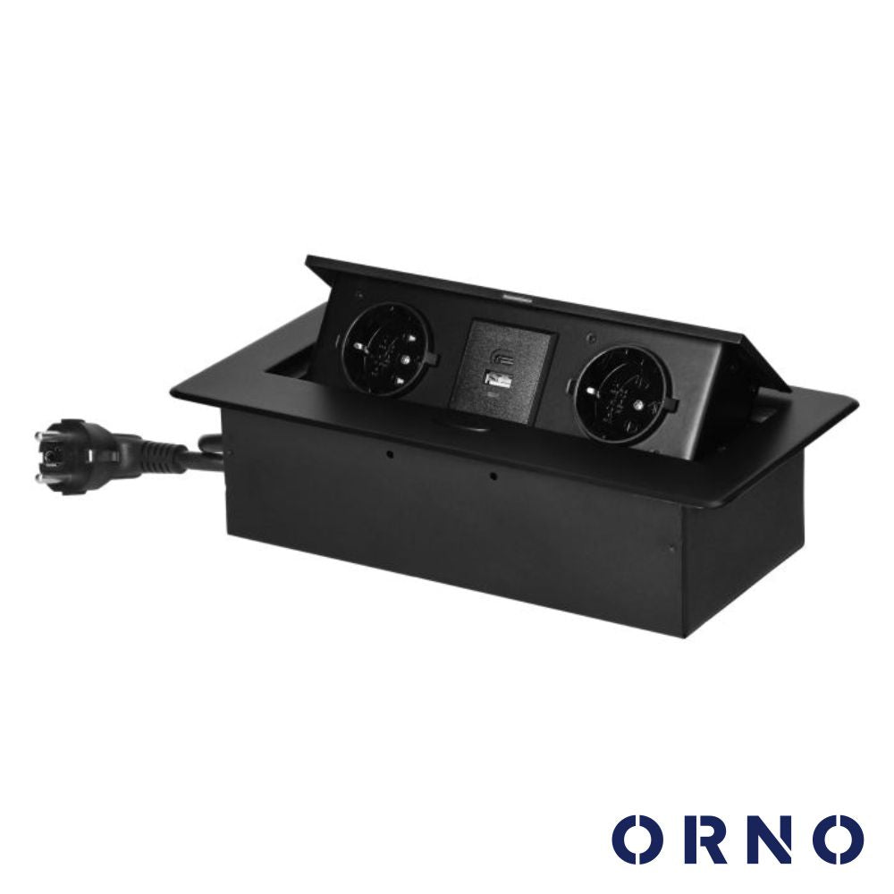 Tomada Elétrica Encastrar 2X Schuko 2X Usb Preto Orno - Tauu,pt