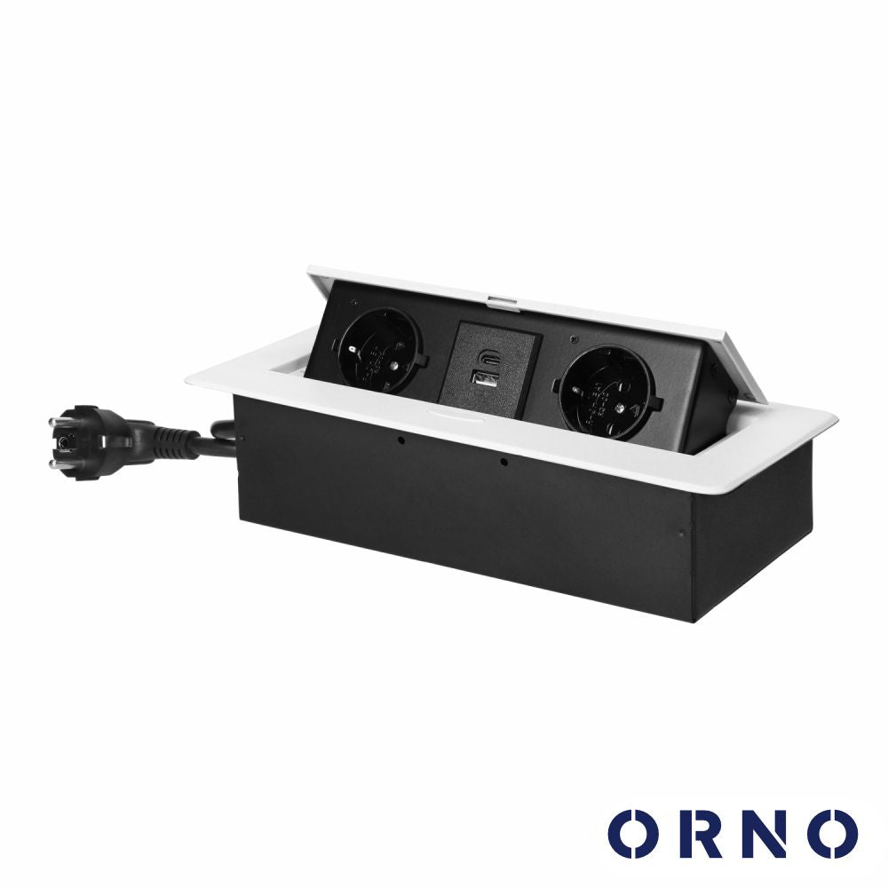 Tomada Elétrica Encastrar 2X Schuko 2X Usb Branco Orno - Tauu.pt