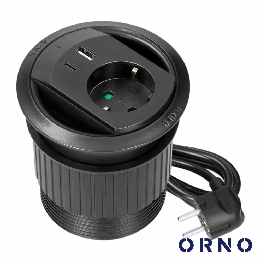 Tomada Elétrica Encastrar 1X Schuko 2X Usb Pd Preto Orno - Tauu,pt