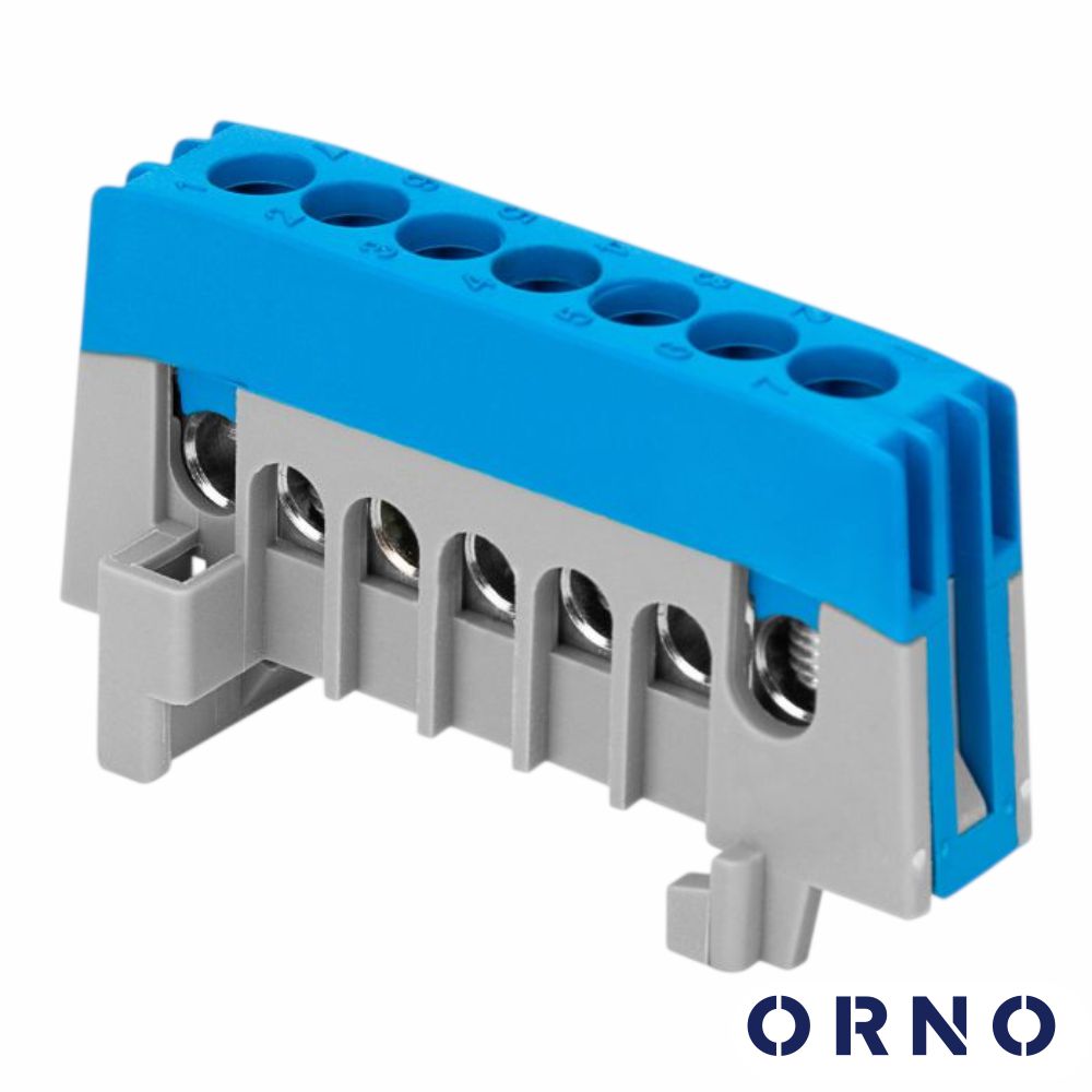 Barramento Neutro Isolado 7 Vias P/ Calha Din Azul Orno - Tauu.pt
