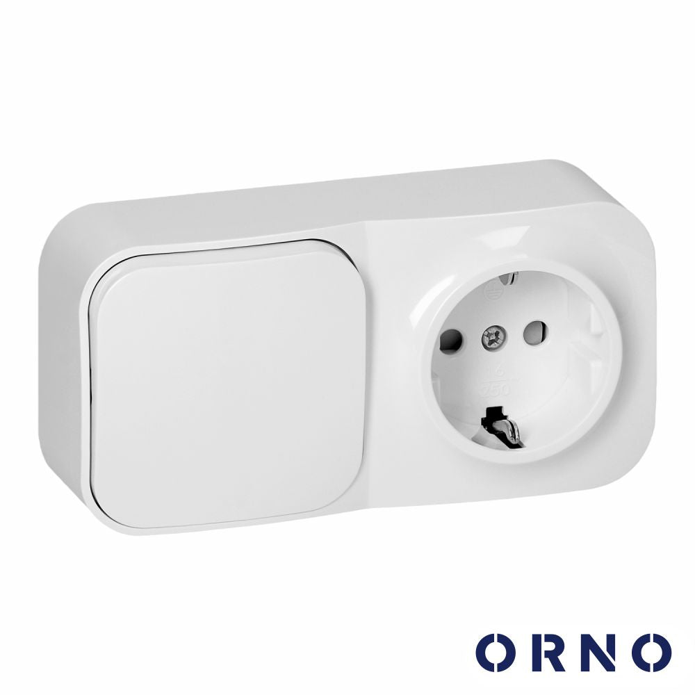 Tomada Elétrica 1X Schuko C/ Interruptor Superfície Orno - Tauu,pt