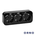 Tomada Elétrica Superfície 3X Schuko Preta Orno - Tauu,pt