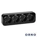 Tomada Elétrica Superfície 4X Schuko Preta Orno - Tauu,pt