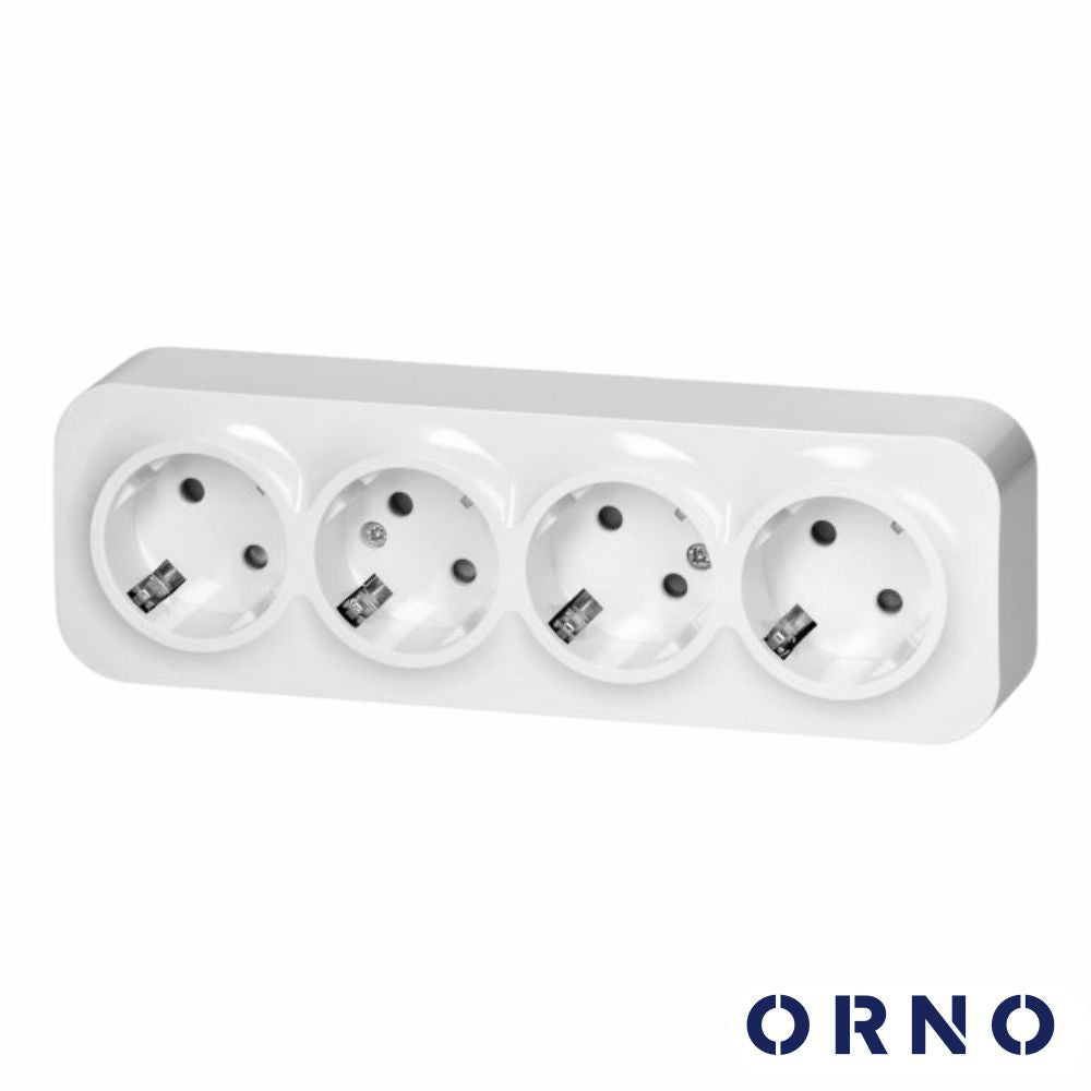 Tomada Elétrica Superfície 4X Schuko Orno - Tauu.pt