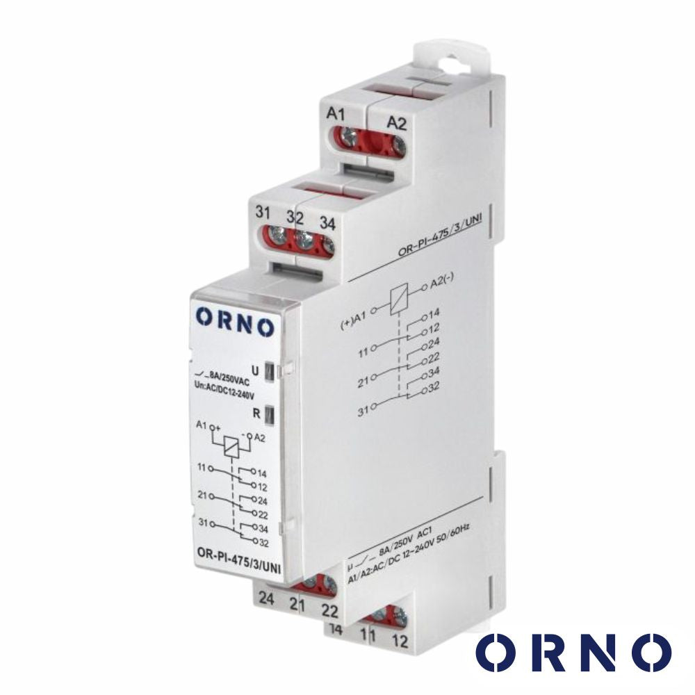 Contactor Energia Monofásico 230V 8A 3 Módulos Din Orno - Tauu,pt