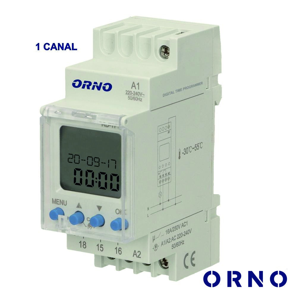 Temporizador Semanal Digital 16A 230V P/ Calha Din Orno - Tauu.pt