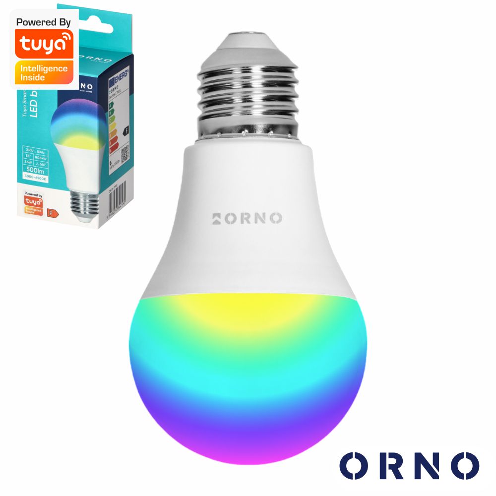Lâmpada Led E27 A60 5.5W Rgbw 6000K 800Lm Tuya Orno - Tauu.pt