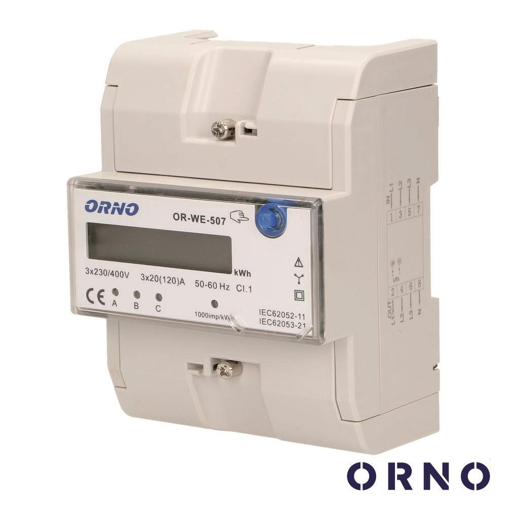 Contador De Energia 230V/120A 3 Módulos P/ Calha Din Orno - Tauu.pt