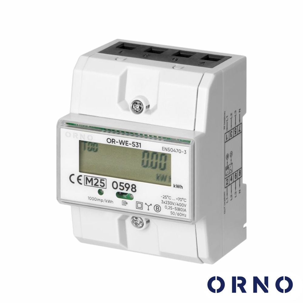 Contador De Energia Trifásico 230V/80A 4,5 Módulos Din Orno - Tauu,pt