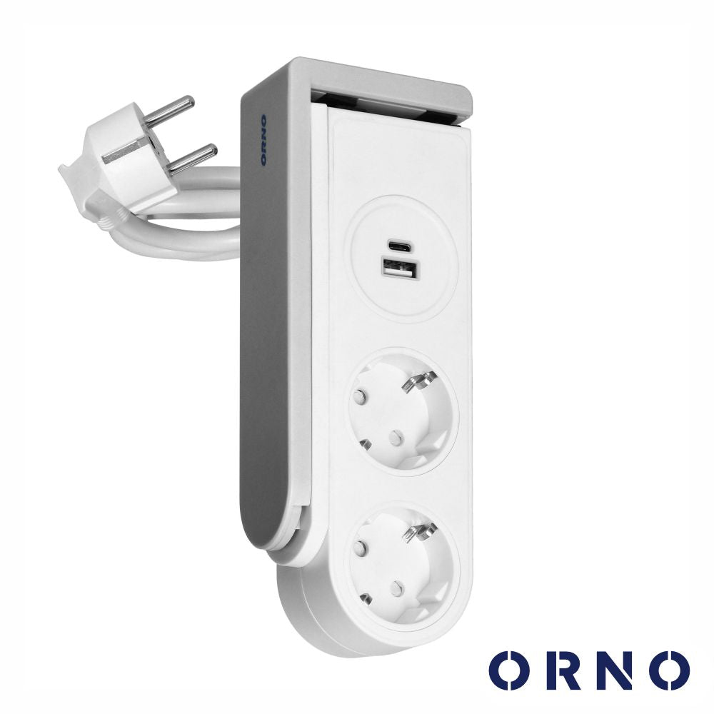 Extensão Elétrica 2X Schuko 2Xusb C/ Suporte P/ Mesa Orno - Tauu,pt