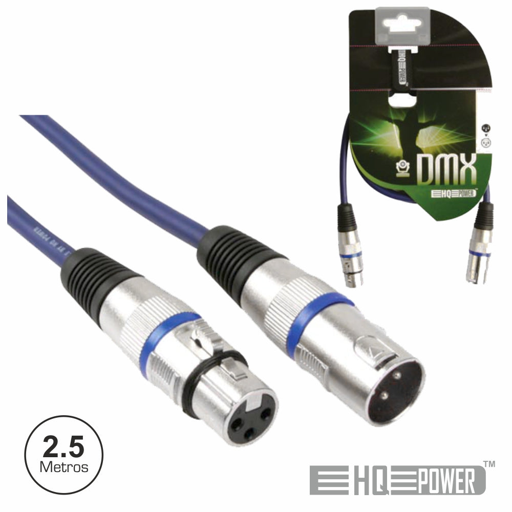 Cabo Dmx Xlr 3P Macho / Xlr 3P Fêmea 2,5M Hq Power - Tauu,pt