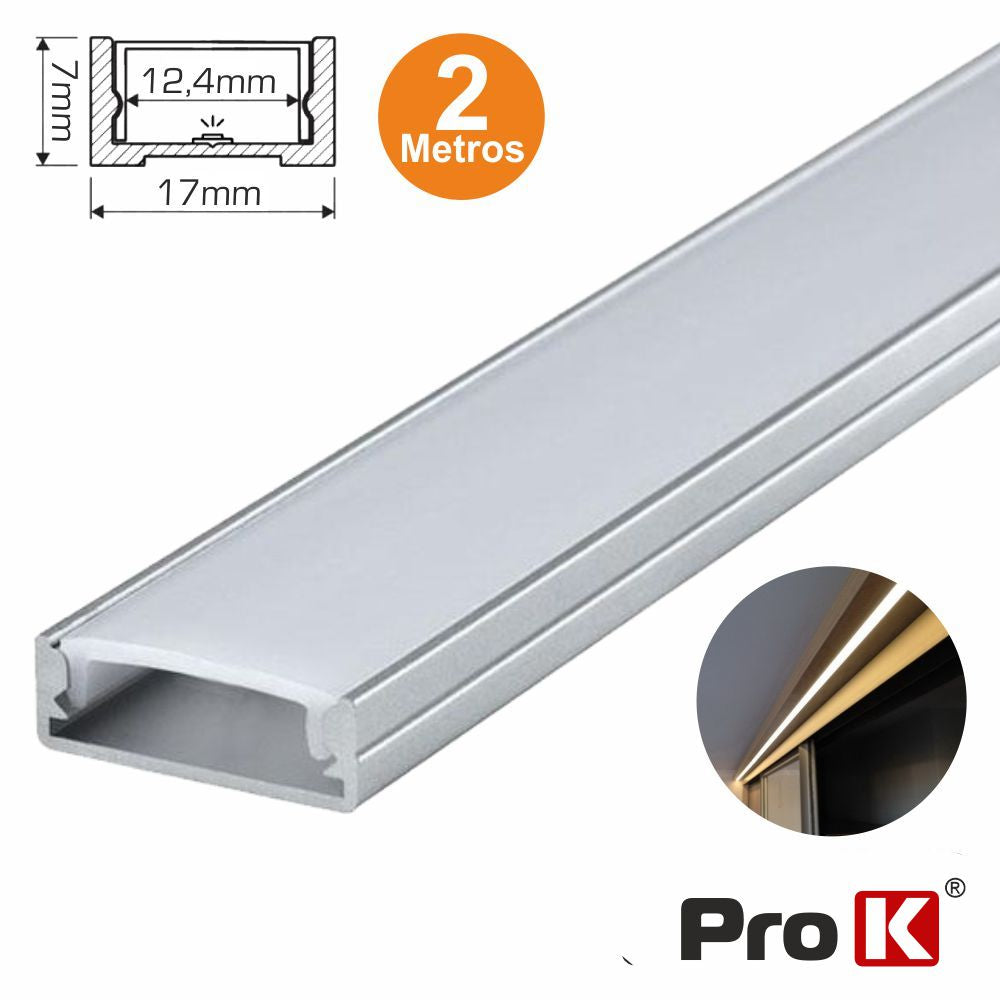 Perfil De Alumínio P/ Fita Leds 2M Prok - Tauu,pt
